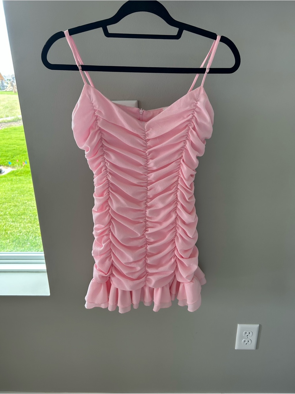 Lucy in the Sky Blush Pink Ruched Spaghetti-Strap Cami Dress